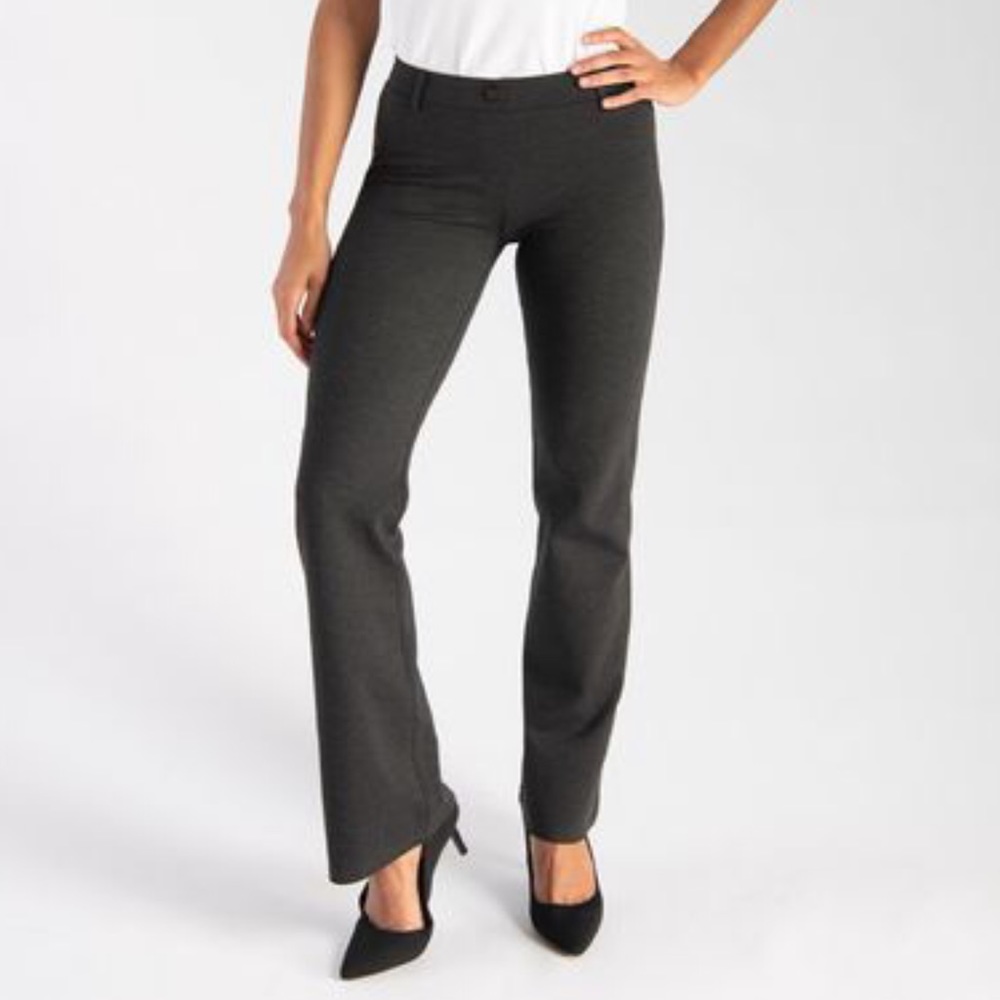 Betabrand Gray Mini Check Boot Cut Dress Pants S